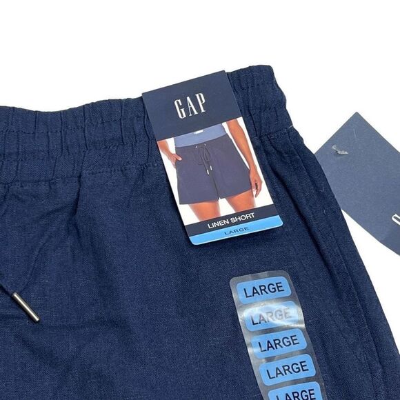 Gap NWT navy blue pull on linen shorts size L - Picture 6 of 16